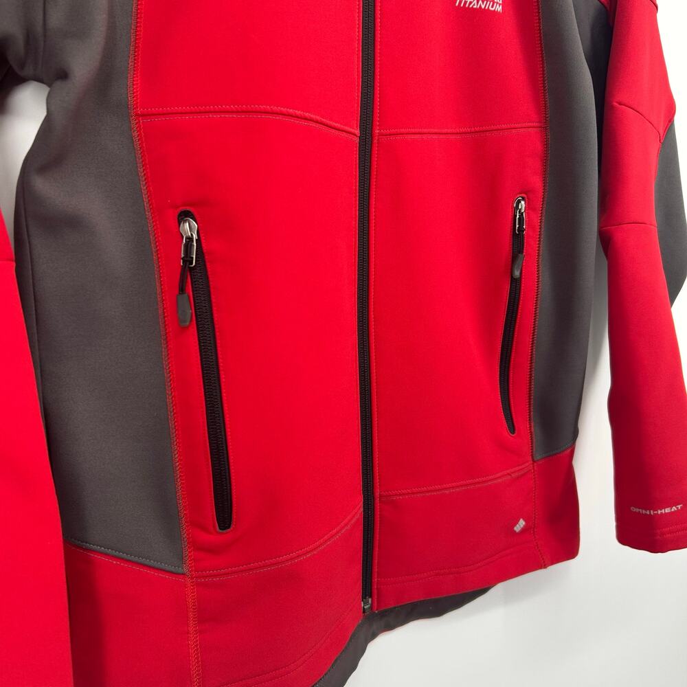 Men's Red Grey Columbia Titanium Omni-Heat Softshell Full Zip Jacket Size Small - Picture 4 of 9